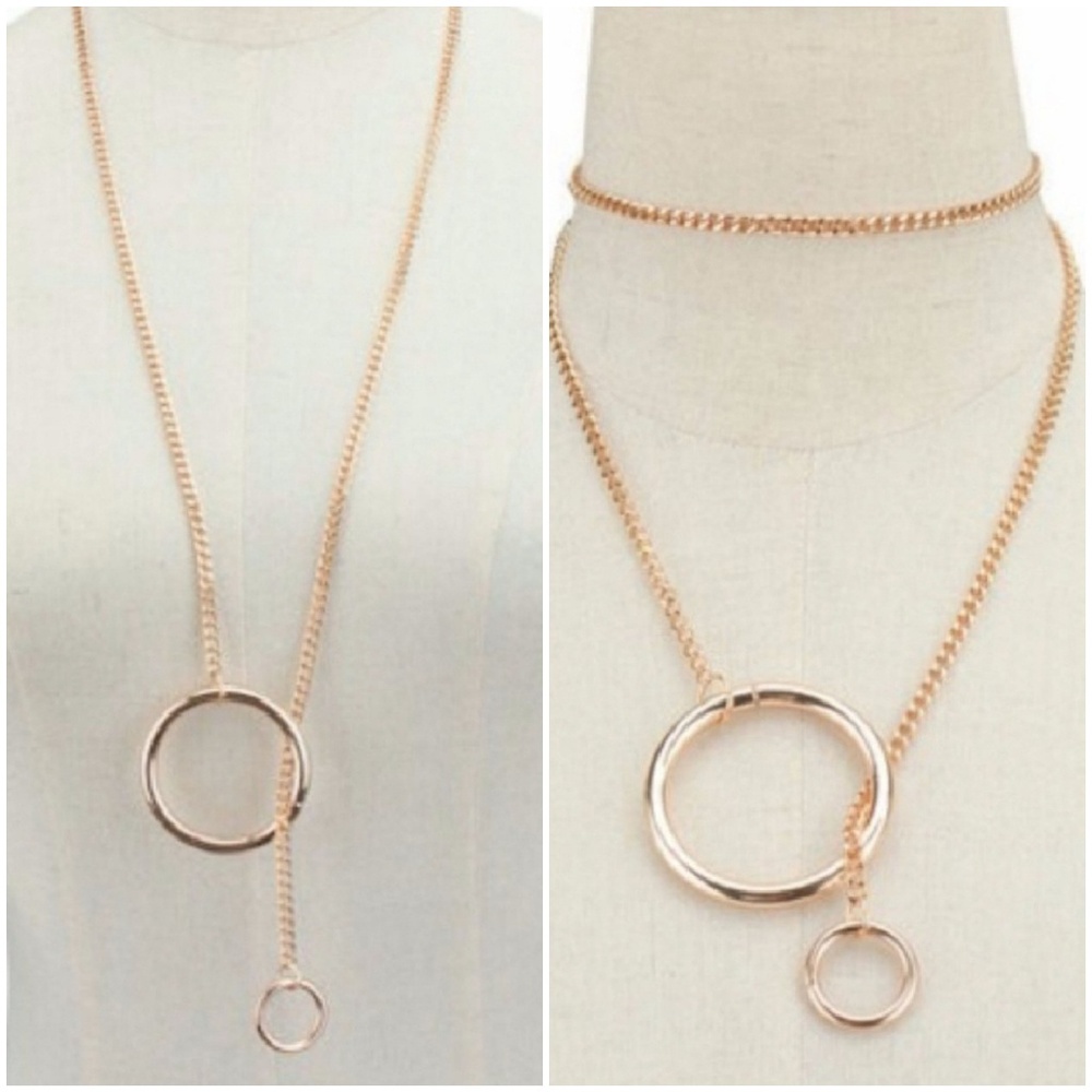 NWT Trendy Versatile Gold Hoops Necklace